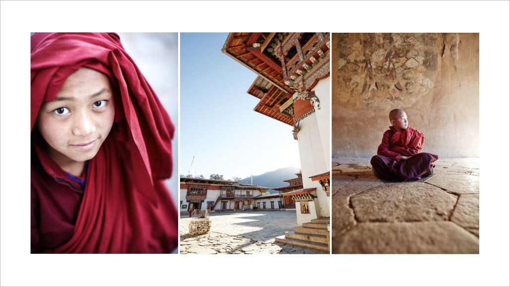 Photographing monks in Bhutan